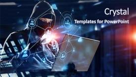  Presentation with crime media - Amazing theme having network security and privacy crime backdrop and a navy blue colored foreground