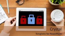 Presentation with education technology - Presentation theme enhanced with network security defense - business education technology people background and a red colored foreground
