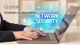  Presentation with data protection - Theme with network-security-inscription-on-laptop background and a lemonade colored foreground