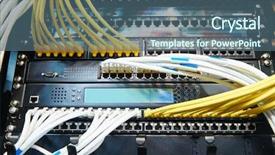  Presentation with server - Presentation theme featuring network server equipment with optical background and a ocean colored foreground