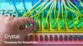  Presentation with digital communications - PPT theme having network server room with fiber background and a tawny brown colored foreground