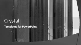 Presentation with server - Amazing slides having network-server-room-with-racks backdrop and a dark gray colored foreground
