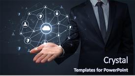  Presentation with networking - Theme having network sites - businessman holding networking connection concept background and a wine colored foreground