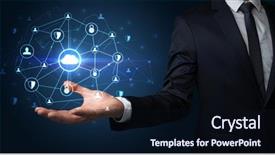  Presentation with networking - PPT layouts with network sites - businessman holding networking connection concept background and a wine colored foreground