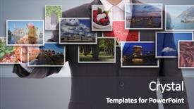  Presentation with network - Beautiful presentation theme featuring network slides - man choosing one of 3d backdrop and a dark gray colored foreground