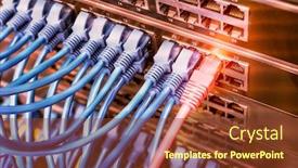  Presentation with data center - Amazing presentation design having network-switch-and-ethernet-cables backdrop and a tawny brown colored foreground