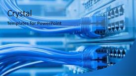  Presentation with ethernet - Audience pleasing presentation theme consisting of network switch and ethernet cables backdrop and a light blue colored foreground