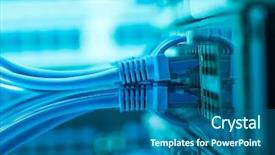  Presentation with ethernet - PPT layouts having network switch and ethernet cables background and a ocean colored foreground