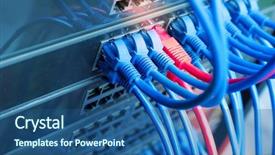  Presentation with server room - PPT layouts having network switch and ethernet cables background and a ocean colored foreground