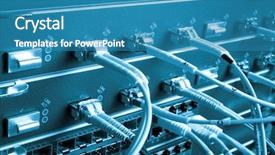  Presentation with optic - Amazing PPT theme having network switching - optic fiber cables connected backdrop and a  colored foreground