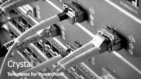  Presentation with fiber optic - Slide deck having network switching - optic fiber cables connected background and a gray colored foreground