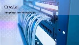  Presentation with ethernet - Colorful slide set enhanced with ethernet cables and network switching hub system communication backdrop and a light blue colored foreground
