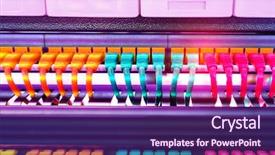  Presentation with ethernet - Cool new slide deck with ethernet cables and network switching hub system communication backdrop and a violet colored foreground