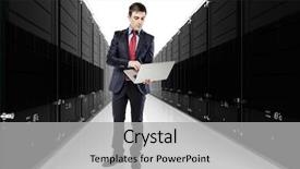  Presentation with network engineering - Beautiful slide set featuring network system engineering - businessman holding a laptop backdrop and a light gray colored foreground