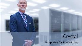  Presentation with network engineering - Beautiful slides featuring network system engineering - portrait of senior businessman backdrop and a teal colored foreground