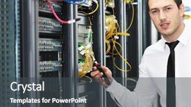  Presentation with datacenter - PPT theme with network system engineering - young handsome business man it background and a  colored foreground