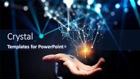  Presentation with network - Presentation theme enhanced with network-system-in-hand-mixed background and a navy blue colored foreground