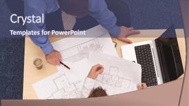  Presentation with corporate - Amazing presentation having network team building - aerial view of two businessmen backdrop and a ocean colored foreground