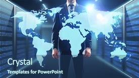  Presentation with business technology internet and network - PPT layouts featuring network transmission media - business people and technology concept background and a ocean colored foreground