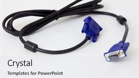  Presentation with cable - Theme having network transmission media - vga cable on white background background and a white colored foreground
