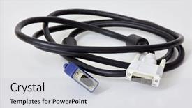  Presentation with cable - PPT layouts with network transmission media - vga dvi cable on white background and a light gray colored foreground