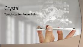  Presentation with mobile network - Slide set featuring network with his mobile phone background and a light gray colored foreground