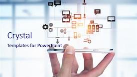  Presentation with mobile network - Slide set consisting of network with his mobile phone background and a sky blue colored foreground