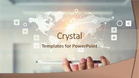  Presentation with mobile network - Beautiful theme featuring network-with-his-mobile-phone backdrop and a lemonade colored foreground