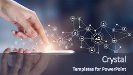  Presentation with mobile network - Audience pleasing PPT theme consisting of network with mobile phone mixed backdrop and a tawny brown colored foreground