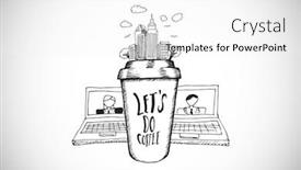  Presentation with doodle - PPT theme having networking-concept-doodle-against-white background and a white colored foreground