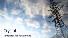  Presentation with electrical tower - Beautiful presentation theme featuring networking disaster - electrical tower with bright sun backdrop and a  colored foreground