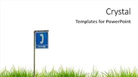  Presentation with disaster - Presentation having networking disaster - traffic sign on green grass background and a  colored foreground