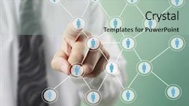  Presentation with touch screen virtual reality - Beautiful theme featuring networking event - hand touch virtual icon backdrop and a  colored foreground