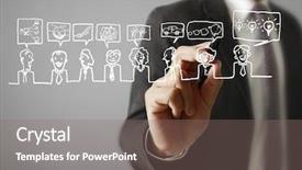  Presentation with network - Presentation design having networking event - man hand pressing social network background and a gray colored foreground