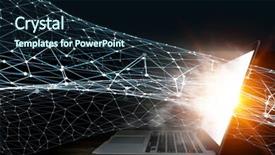  Presentation with networking world globalization global business - Cool new slides with networking globe laptops - concept of global networking backdrop and a  colored foreground