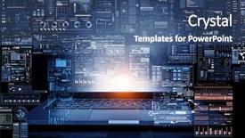  Presentation with networking world globalization global business - Presentation theme enhanced with networking globe laptops - concept of global networking background and a ocean colored foreground