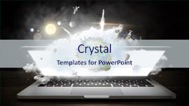  Presentation with for medical device - Beautiful presentation featuring networking globe laptops - opened laptop device backdrop and a sky blue colored foreground