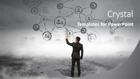  Presentation with marketing - PPT theme with networking-marketing-concept-mixed-media background and a gray colored foreground