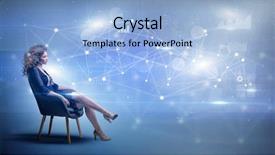  Presentation with network connection paint - Presentation having networking model - elegant woman sitting background and a  colored foreground
