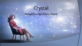  Presentation with network - Slide set enhanced with networking model - elegant woman sitting background and a  colored foreground