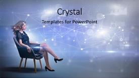  Presentation with network connection paint - Slide set featuring networking model - elegant woman sitting background and a light blue colored foreground