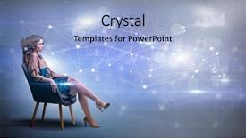  Presentation with network - Presentation theme consisting of networking model - elegant woman sitting background and a light blue colored foreground