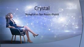 Presentation with network - Presentation theme with networking model - elegant woman sitting background and a light blue colored foreground