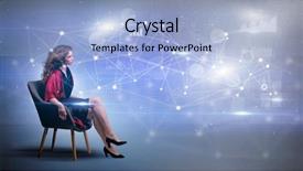 Presentation with network - Beautiful PPT theme featuring networking model - elegant woman sitting backdrop and a light blue colored foreground