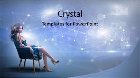  Presentation with network - PPT theme featuring networking model - elegant woman sitting background and a light blue colored foreground