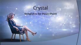  Presentation with network connection paint - Presentation theme consisting of networking model - elegant woman sitting background and a light blue colored foreground
