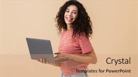  Presentation with computer vision and image processing - Audience pleasing theme consisting of networking model - image of excited pretty young backdrop and a coral colored foreground