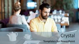  Presentation with business networking - Presentation theme featuring networking or preparing for business background and a light blue colored foreground