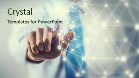  Presentation with interaction - Audience pleasing PPT theme consisting of 3d rendering hi tech digital - networking technologies and social interaction backdrop and a sky blue colored foreground