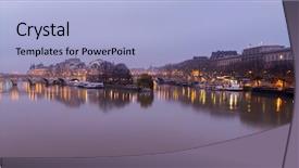  Presentation with notre dame de paris france - Beautiful PPT theme featuring neuf in central paris france backdrop and a light blue colored foreground